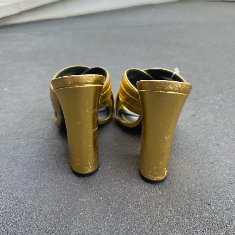 Gucci vintage gold metallic Webby mules size 6.5 authentic!! - Picture 8 of 8